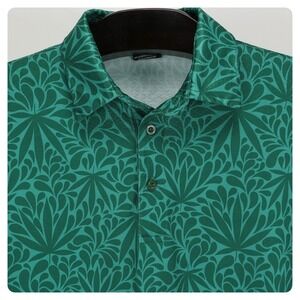 Golf Gods Polo Shirt Pot Leaf Performance Jersey Mens Medium Green Marijuana